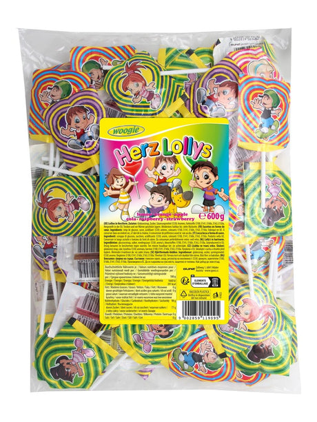 Woogie Herzlolly's 600g – bunte Herzlutscher Lollipops