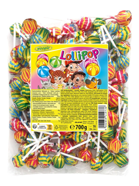 Woogie Lollipops 700g – bunte Lutscher Hartkaramellen am Stiel