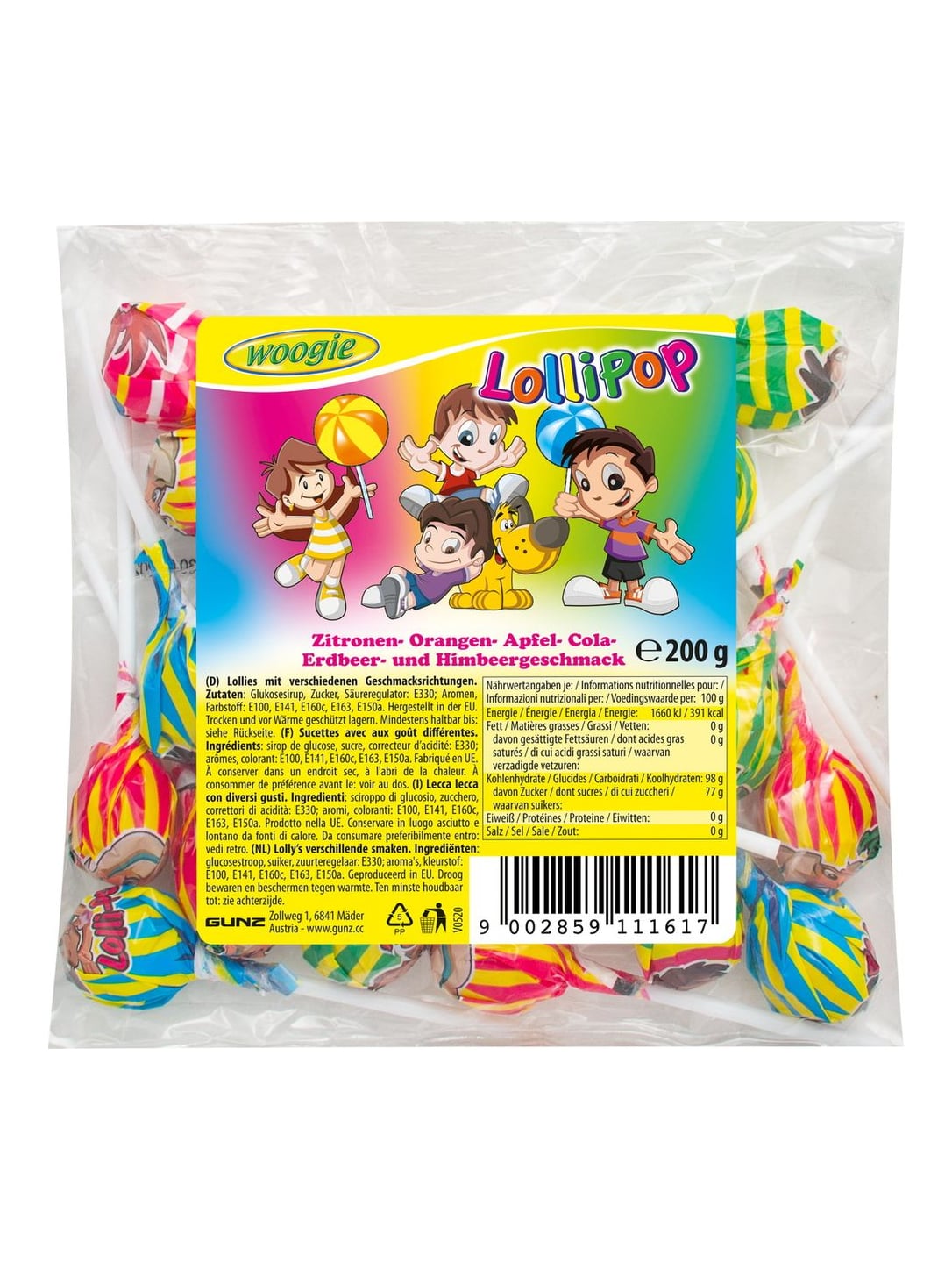 Woogie Lutscher Mix 200g – bunte Lollipops fruchtige Lollis