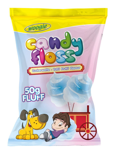 Woogie Zuckerwatte Tutti Frutti 50g – fluffige gefärbte Zuckerwatte