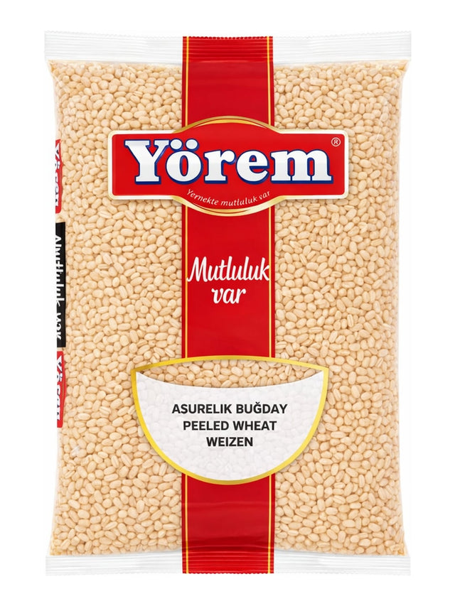 Yörem Aşurelik Buğday Geschälter Weizen 1000g – türkischer Weizen für Aşure und Suppen
