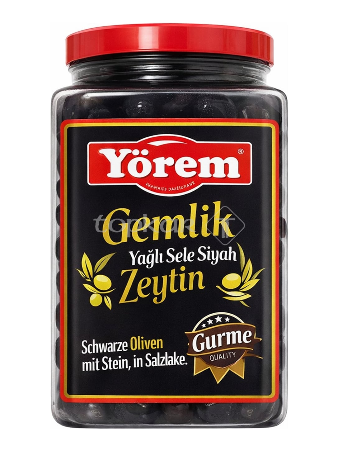 Yörem Gemlik Schwarze Oliven Sele mit Stein