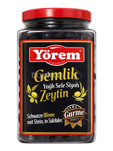 Yörem Gemlik Schwarze Oliven Sele mit Stein