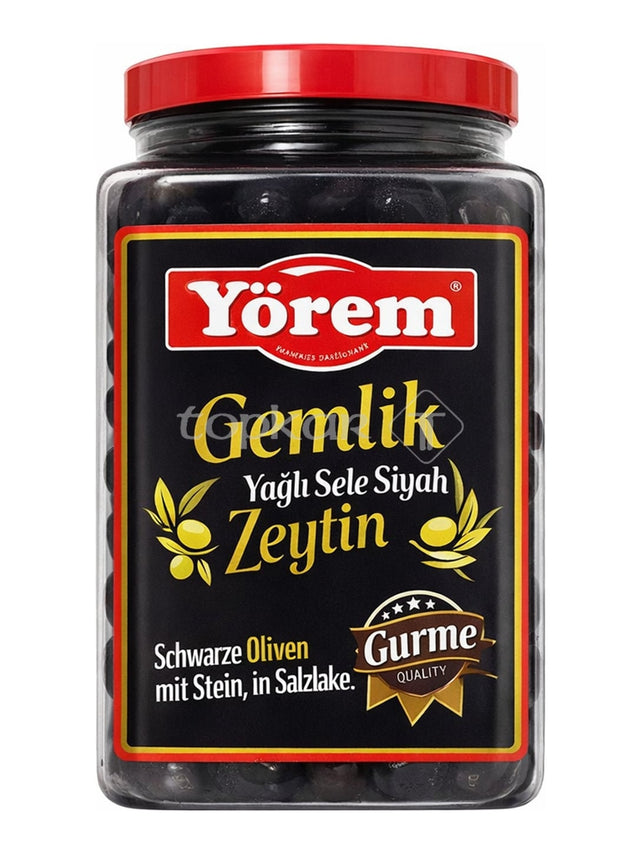 Yörem Gemlik Schwarze Oliven Sele mit Stein