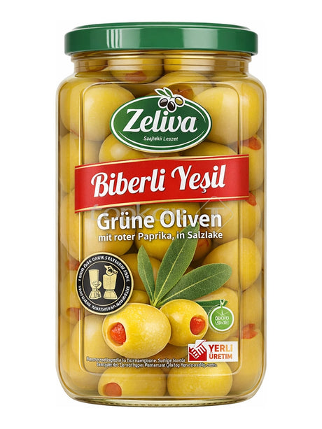 Zeliva Grüne Oliven mit roter Paprika