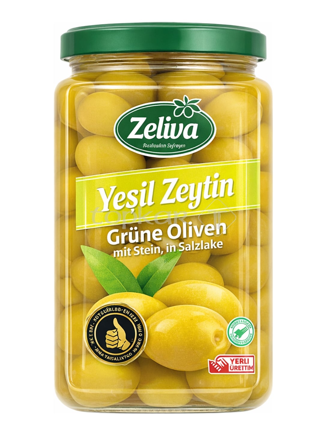Zeliva Grüne Oliven mit Stein in Salzlake