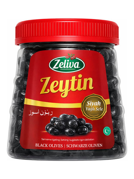 Zeliva Schwarze Oliven mit Stein 600g – Zeytin Siyah Yağlı Sele türkische Oliven in Öl