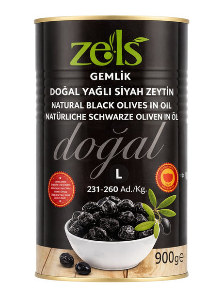 Zetis Gemlik Schwarze Oliven in Öl 900g – Doğal Yağlı Siyah Zeytin naturbelassen aus der Türkei