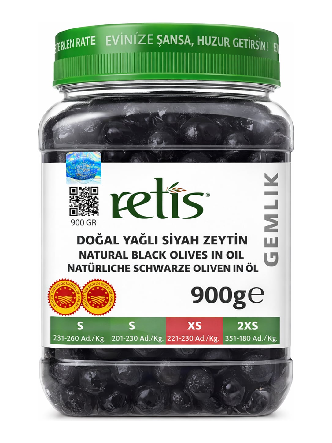 Zetis Schwarze Oliven Gemlik 900g – Doğal Yağlı Siyah Zeytin in Maiskeimöl